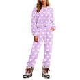 thumbnail image 1 of FRSASU Womens Jogger Sets Love Heart Printed Plush Long Sleeve Round Neck Top Pants Soft Lounge Sets with Pockets Purple, 1 of 5
