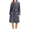 thumbnail image 1 of FRSASU Womens Long Fleece Robe - Warm Soft Floor Length Flannel Bathrobes for Winter Thicker Long House Coat with Pockets Gray, 1 of 4