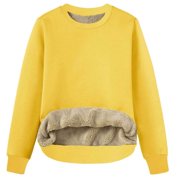 FRSASU Womens Long Sleeve Composite Plush Shirts Loose Fits Fall Outfits Basic Casual Tops Crewneck Clothes Gray