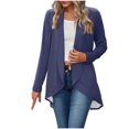 thumbnail image 1 of FRSASU Womens Long Sleeve Lightweight Cardigan Open Front Kimono Summer Ruffle Loose Cardigans Dark Blue, 1 of 8