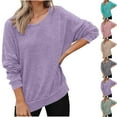 thumbnail image 1 of FRSASU Womens Long Sleeve Round Neck Fashion Tops Solid Basic Stretch Fitted Pullover Lightweight Casual Shirts Sky Blue, 1 of 9