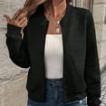 thumbnail image 1 of FRSASU Womens Long Sleeve Zip Up Round Neck Cardigans Sweaters Lightweight Zipper Sweatshirts Jacket Black, 1 of 7