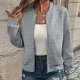 thumbnail image 1 of FRSASU Womens Long Sleeve Zip Up Round Neck Cardigans Sweaters Lightweight Zipper Sweatshirts Jacket Gray, 1 of 8