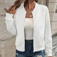 thumbnail image 1 of FRSASU Womens Long Sleeve Zip Up Round Neck Cardigans Sweaters Lightweight Zipper Sweatshirts Jacket White, 1 of 7