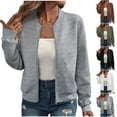 thumbnail image 1 of FRSASU Womens Long Sleeve Zip Up Round Neck Cardigans Sweaters Lightweight Zipper Sweatshirts Jacket White, 1 of 7