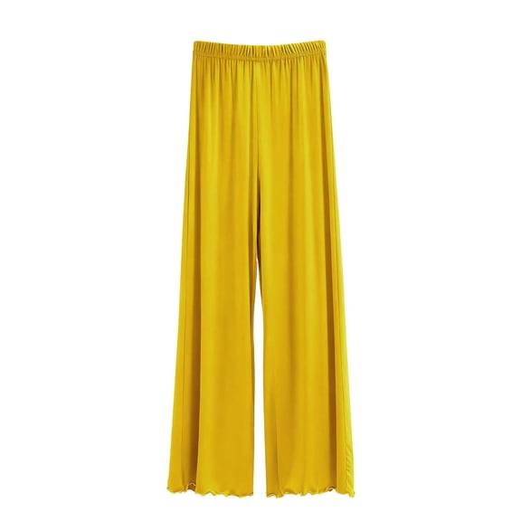 FRSASU Womens Modal Wide Leg Pants Solid Casual Loose Thin Yoga Sweatpants Comfy Lounge Pajama Flowy Pants Yellow