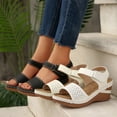 thumbnail image 1 of FRSASU Womens Open Toe Espadrilles Dressy Platform Sandals Slip on Elastic Ankle Strap Wedges Sandals White, 1 of 9