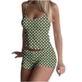 thumbnail image 1 of FRSASU Womens Pajamas Set Love Print Casual Sleepwear Soft Sets Tank Top and Shorts Loungewear Loose Home Wear Army Green L(L), 1 of 7