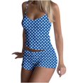 thumbnail image 1 of FRSASU Womens Pajamas Set Love Print Casual Sleepwear Soft Sets Tank Top and Shorts Loungewear Loose Home Wear Blue S(S), 1 of 7
