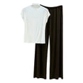 thumbnail image 1 of FRSASU Womens Pajamas Sets 2 Piece Lounge Set Mock Neck Short Sleeve Tops Long Pants Comfy Soft Pjs Loungewear with Pockets Brown, 1 of 9