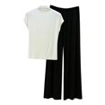 thumbnail image 1 of FRSASU Womens Pajamas Sets 2 Piece Lounge Set Mock Neck Short Sleeve Tops Long Pants Comfy Soft Pjs Loungewear with Pockets White, 1 of 9