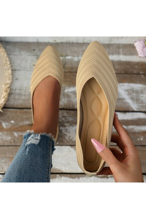 Womens Pointed Toe breathable mesh flat shoes Comfortable Wedding Party Casual Slip-On Ballerina Dressy Shoes for Women Walking Shoes Khaki