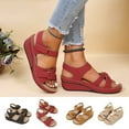 thumbnail image 1 of FRSASU Womens Sandals Wedge Heels: Summer Dressy Platforms Shoes Casual Comfortable Open Toe Walking Footwear Red, 1 of 9