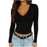 FRSASU Womens Shirts Long Sleeve Business Solid Color Casual Tops V ...