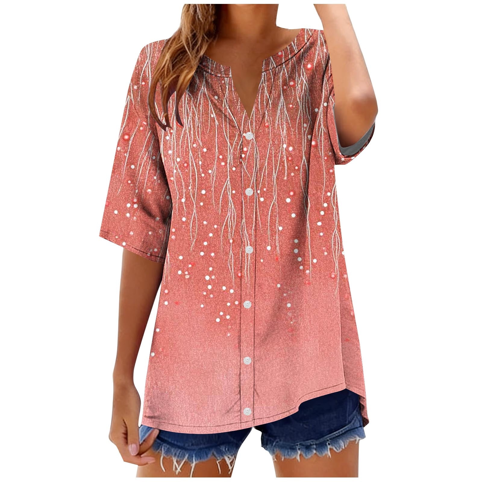 FRSASU Womens Short Sleeve Button Down Shirts Cotton Linen Roll up Tops ...