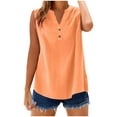 thumbnail image 1 of FRSASU Womens Sleeveless Button Down Shirts Cotton Linen Blouses Solid Color V Neck Casual Work Tank Tops Orange, 1 of 7