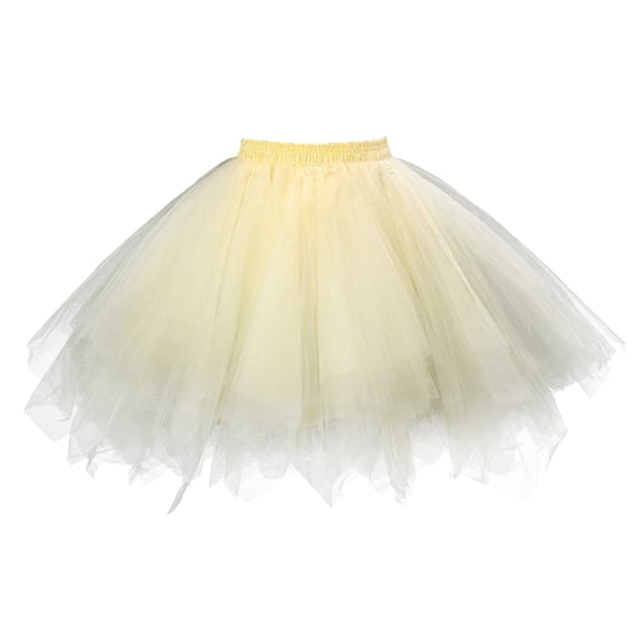 FRSASU Women's Tutu Skirt 50s Vintage Layered Tulle Ballet Bubble Dance Skirts for Cosplay Party Yellow
