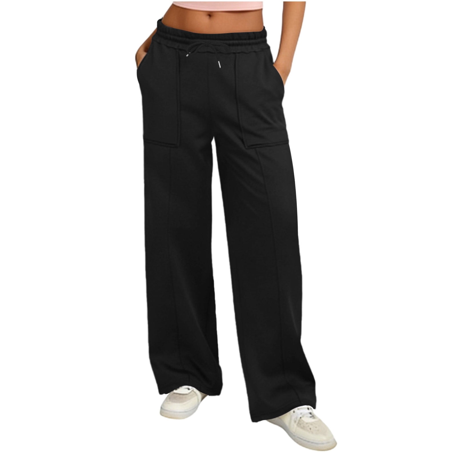 0400~Drawstring Waist Cotton Baggy Fit Joggers main image 0