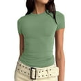 thumbnail image 1 of FRSASU Womens Summer Tops Clearancewomen'S Short Sleeve Solid Color Basics Crewneck Top Pullover T-Shirt Army Green 18(XXXXXL), 1 of 4
