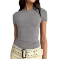 thumbnail image 1 of FRSASU Womens Summer Tops Clearancewomen'S Short Sleeve Solid Color Basics Crewneck Top Pullover T-Shirt Gray 16(XXXXL), 1 of 4