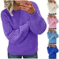 thumbnail image 1 of FRSASU Womens Sweaters Long Sleeve Tops Crew Neck Knit Pullover Sweaters Fall Fashion Dressy Casual Basic Clothes Purple, 1 of 6