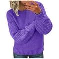 thumbnail image 1 of FRSASU Womens Sweaters Long Sleeve Tops Crew Neck Knit Pullover Sweaters Fall Fashion Dressy Casual Basic Clothes Purple, 1 of 5