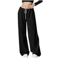 thumbnail image 1 of FRSASU Womens Sweatpants Wide Leg Solid High Waisted Lounge Pants Comfy Workout Drawstring Loose Pants with Pockets Black XXL(XXL), 1 of 9