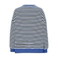 thumbnail image 1 of FRSASU Womens T Shirts Long Sleeve Stripe Color Block V Neck Basic Tee Casual Loose Fit Soft Fall Tops Black, 1 of 3
