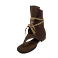 thumbnail image 1 of FRSASU Womens Tassel Embellished Flip Summer Boots Vintage Open Toe Flat with Slip On Mid-calf Booties Coffee, 1 of 7