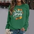 thumbnail image 1 of FRSASU Womens Tops Long Sleeve Shirts Round Neck Loose Casual Blouses Floral Print Tshirts Green, 1 of 6