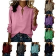 thumbnail image 1 of FRSASU Womens Tops Long Sleeve V Neck Loose Solid Color Casual Beach Pullover Shirts Khaki, 1 of 7