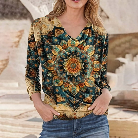 FRSASU Womens Tops Pleated Blouses Long Sleeve Shirts Dressy Casual Fall Fashion Work Business Casual Outfits Tunic Tops Multicolor