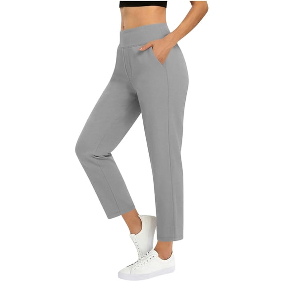 FRSASU Womens Travel Pants Lightweight Stretch with Pockets Dressy Golf Work Business Casual Slacks Gray