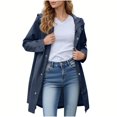 thumbnail image 1 of FRSASU Womens Utility Jacket Long Sleeve Hooded Waterproof Windproof Button Lightweight Zip up Casual Jacket with Pockets Navy, 1 of 8