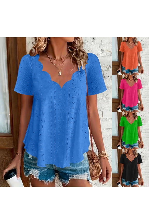 Womens V Beck T Shirts Trendy Short Sleeve V Neck Loose Tops Palace Lock Casual Summer Loose Blouses Black