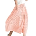 thumbnail image 1 of FRSASU Womens Wide Leg Capri Pants Cotton Gingham Plaid Culottes Summer Elastic Waist Trousers with Pockets Pink, 1 of 5