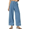 thumbnail image 1 of FRSASU Womens Wide Leg drawstring Sweatpants Casual Loose Solid Color Pants Comfy Lounge Joggers Baggy Sweatpants Blue, 1 of 7