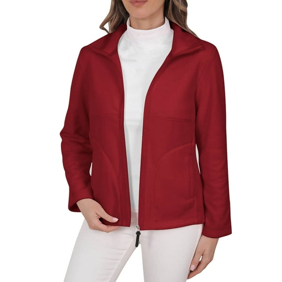 FRSASU Womens Zip Up Sweatshirts Jackets Long Sleeve Casual Loose Outwear fleece jacket with Pockets Red