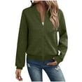 thumbnail image 1 of FRSASU Womens Zip up Sweatshirts Jackets Long Sleeve Solid Casual Loose Outwear with Pockets Army Green, 1 of 8