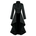 thumbnail image 1 of FRSASU Womens fashionable and comfortable medieval dress, tailcoat, irregular collar hem, retro long top Black, 1 of 4