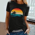 thumbnail image 1 of FRSASU Womens seaside printed Summer Tops Trendy Cap Sleeve T Shirts Crew Neck Clothes Fashion Black, 1 of 3