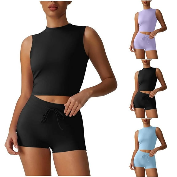 FRSASU Yoga Workout Sets for Women 2 Piece Seamless Top High Waist Shorts Yoga Outfits Outdoor Leisure and Fitness Purple XL(XL)