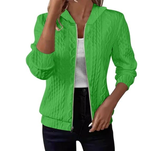 FRSASU Zip up Cardigan Sweatshirts for Women Long Sleeve Lightweight Solid Color Loose Casual Hoodies Fashion Jackets Mint Green