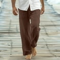 thumbnail image 1 of FRSASU casual pocket drawstring Pants Men Casual Loose Fit Elastic Waist Summer Beach Pants beach fashion pants Brown, 1 of 6