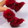 thumbnail image 1 of FRSASU women's fashionable and casual hot girl sexy half boots with cross belt buckle leather boots Red, 1 of 4