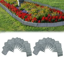 FRTDNE 20Pcs Garden Edging Border Landscape Edging Border,16ft Plastic Garden Edging Stone Look Border for DIY Outdoor Yard Landscaping Flower Bed and Grass,Gray