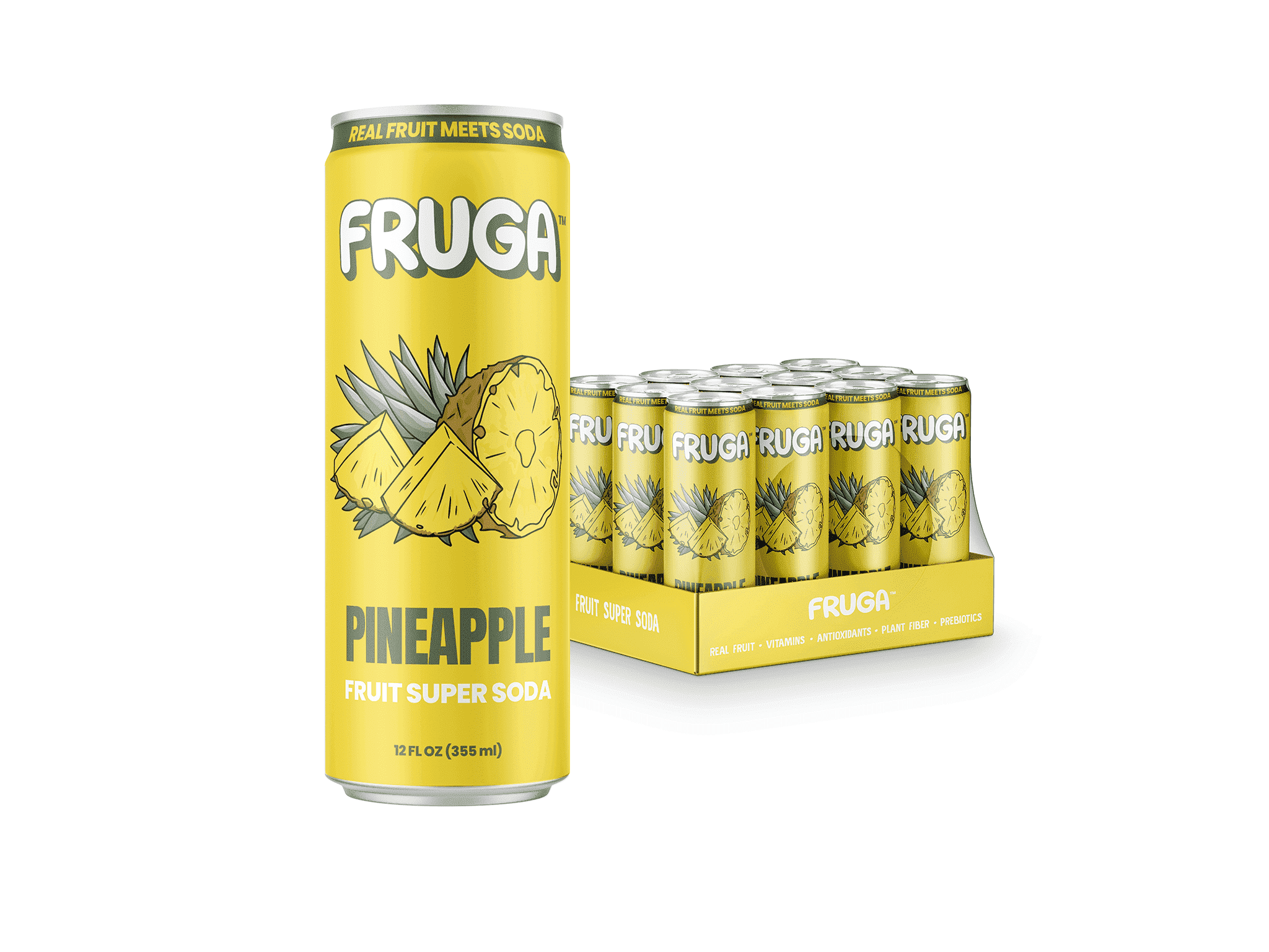 Walmart Black Friday Deals 2025 FRUGA Pineapple Sparkling Fruit Super Soda | Prebiotic Soda, Low Calorie, Healthy Soda Benefits and Vitamin Boost