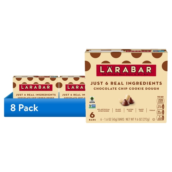(8 pack) Larabar Chocolate Chip Cookie Dough Fruit and Nut Bars, Gluten Free, Vegan, 6 Ct, 9.6 oz