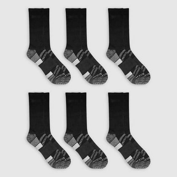 FRUIT OF THE LOOM Men's 6pk Breathable Performance Crew Socks (Big & Tall) in Black (Shoes Sizes: 12-16)