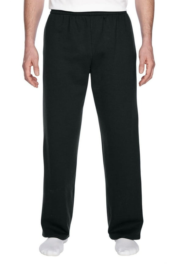 SF74R ADULT 7.2 OZ. SOFSPUN OPEN-BOTTOM POCKET SWEATPANTS, L, Black